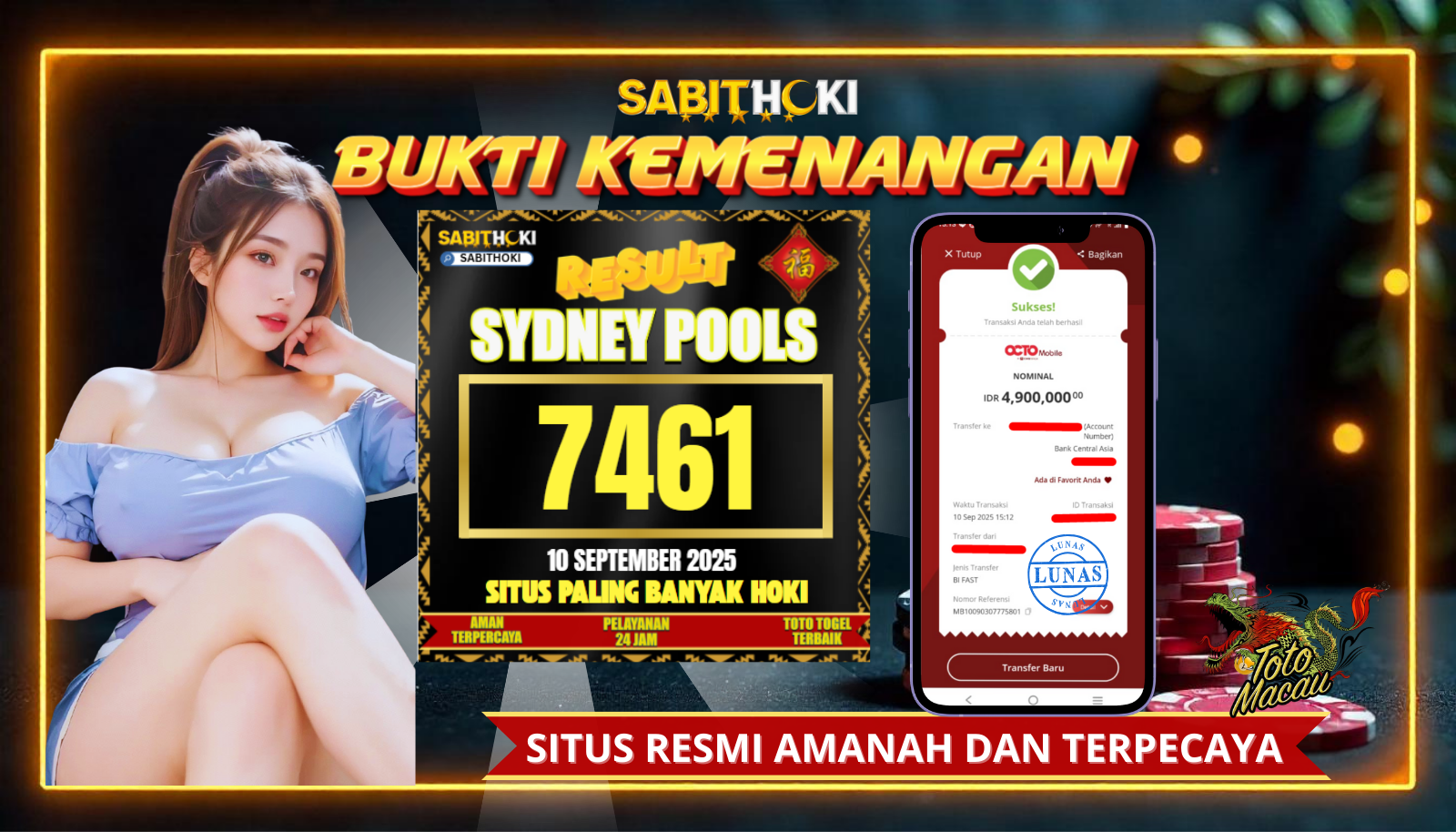 SELAMAT KEPADA MEMBER SETIA SABITHOKI YANG BERHASIL JACKPOT DI PERMAINAN TOGEL SYDNEY POOLS